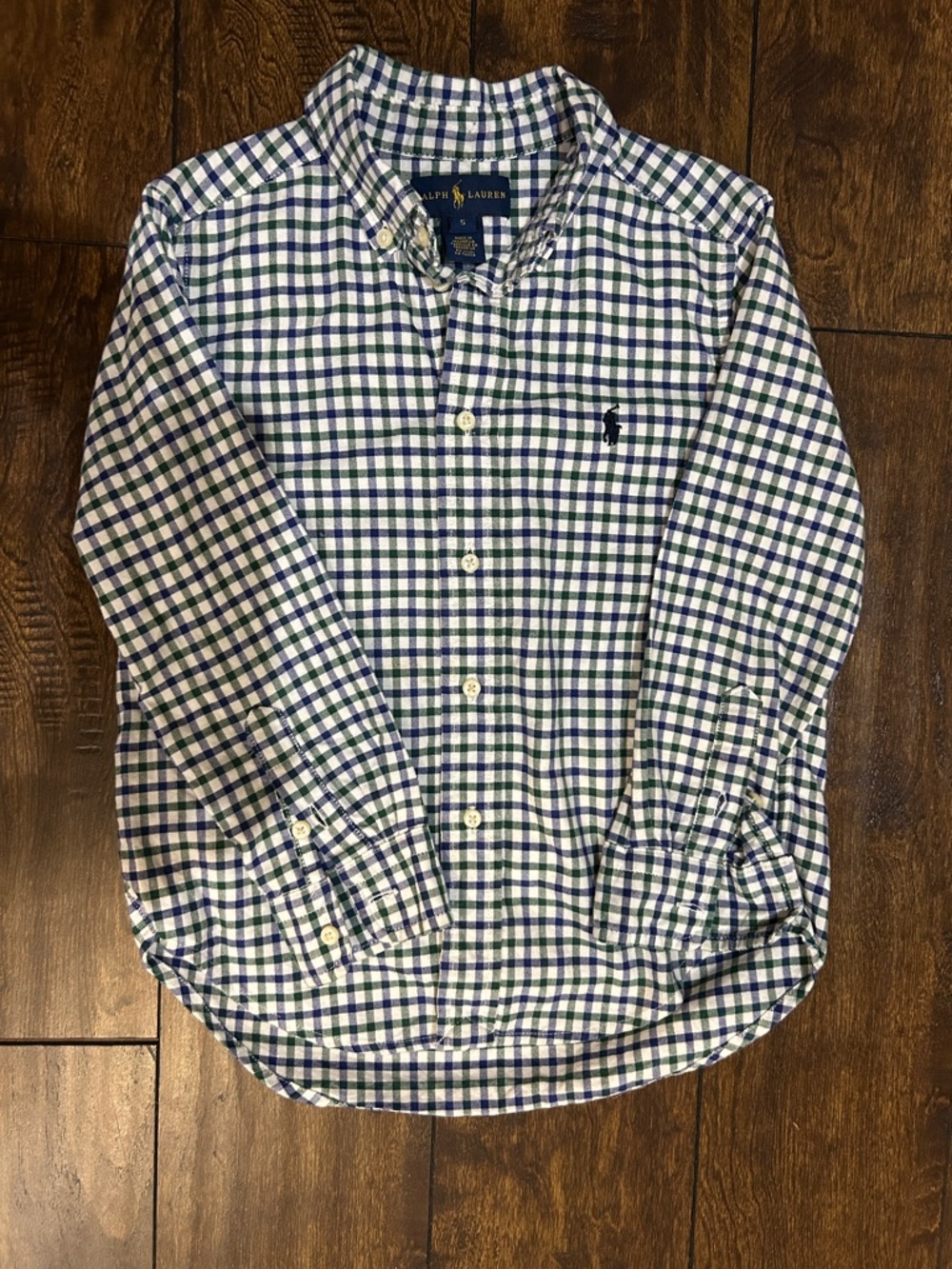 Polo by Ralph Lauren Blue, Green & White Plaid Button-Down Shirt